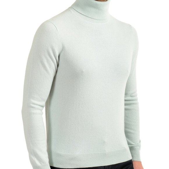 Malo Optimum Men's Green Tea 100% Cashmere Turtleneck Pullover Sweater - Picture 2 of 6